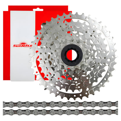 Combo 8 Vel. Pacha Sunrace M680. 11-42 + Cadena Shimano Hg40 - Plateado - 11 - 42