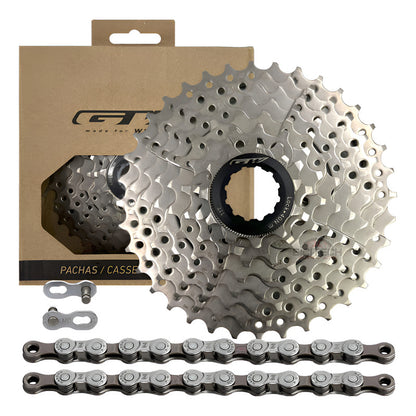 Combo 8 Velocidades Pacha Gw 11-36 Cassette + Cadena Kmc Z8 11 40 Negro