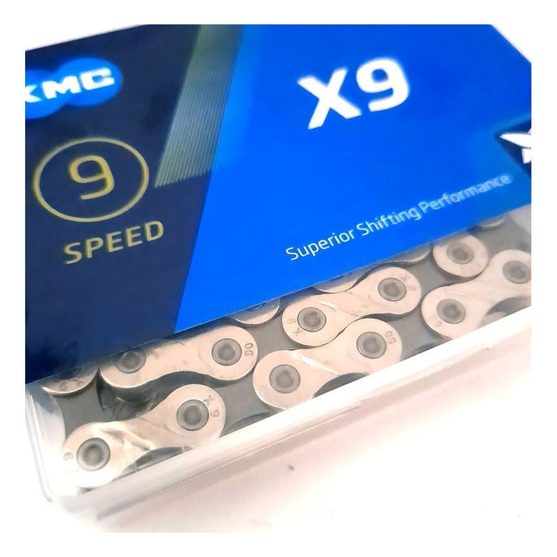 Corrente Kmc X9 Silver Prata 116l 9v Shimano Sram Mtb Speed