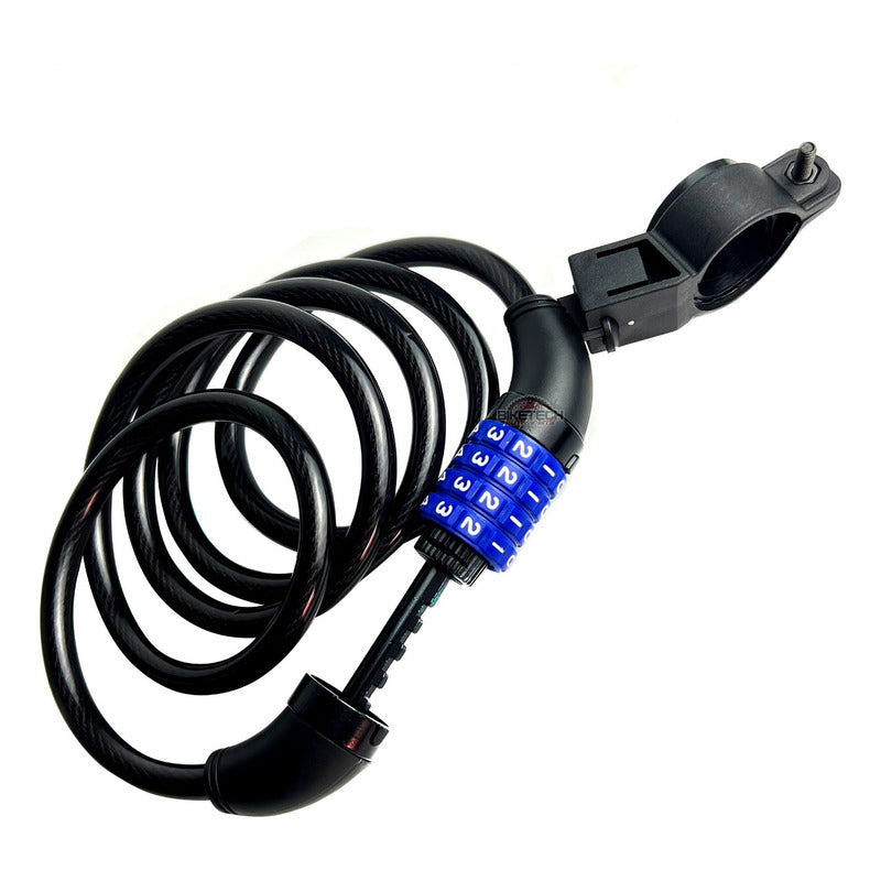 Candado Para Bicicleta  Gw Clave Guaya Espiral 150cm  Negro