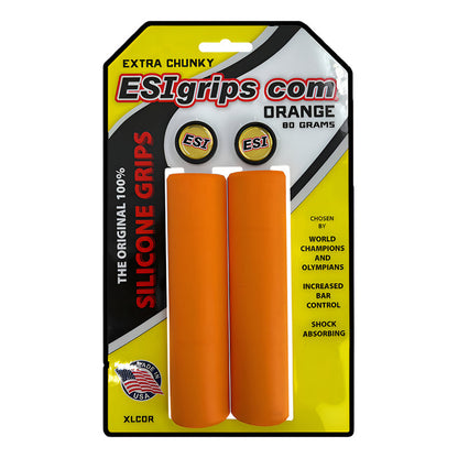 Puños Bicicleta Esi Grips Extra Chunky Naranja Mtb Con Tapones