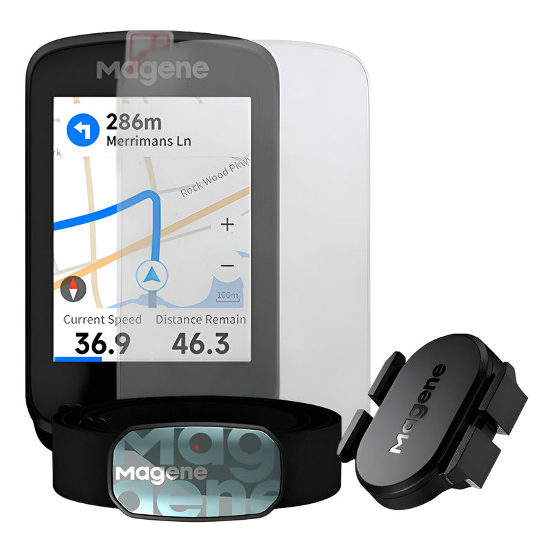 Ciclocomputador Gps Magene C606+ Sensor + Banda Frecuencia Negro