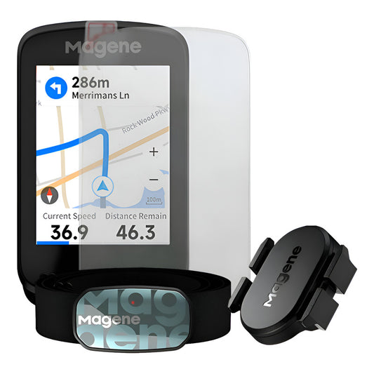 Ciclocomputador Gps Magene C606+ Sensor + Banda Frecuencia Negro