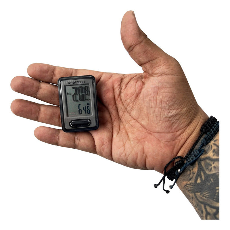 Velocimetro Bicicleta Cateye Velo 7 Vl520 Con Cable Ruta Mtb Gris