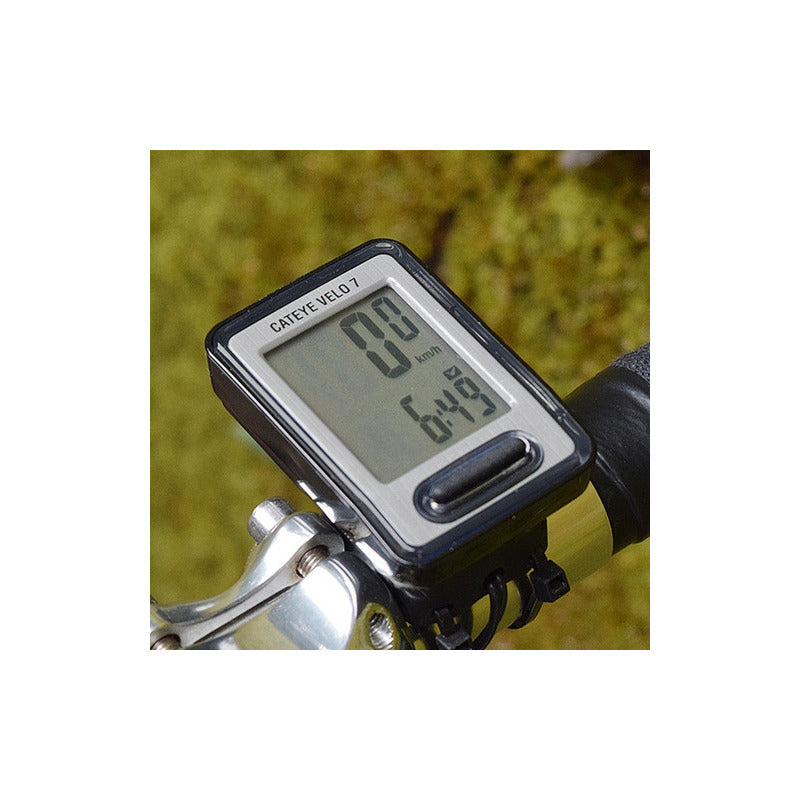 Ciclocomputador Cateye Velo 7 - Color Gris