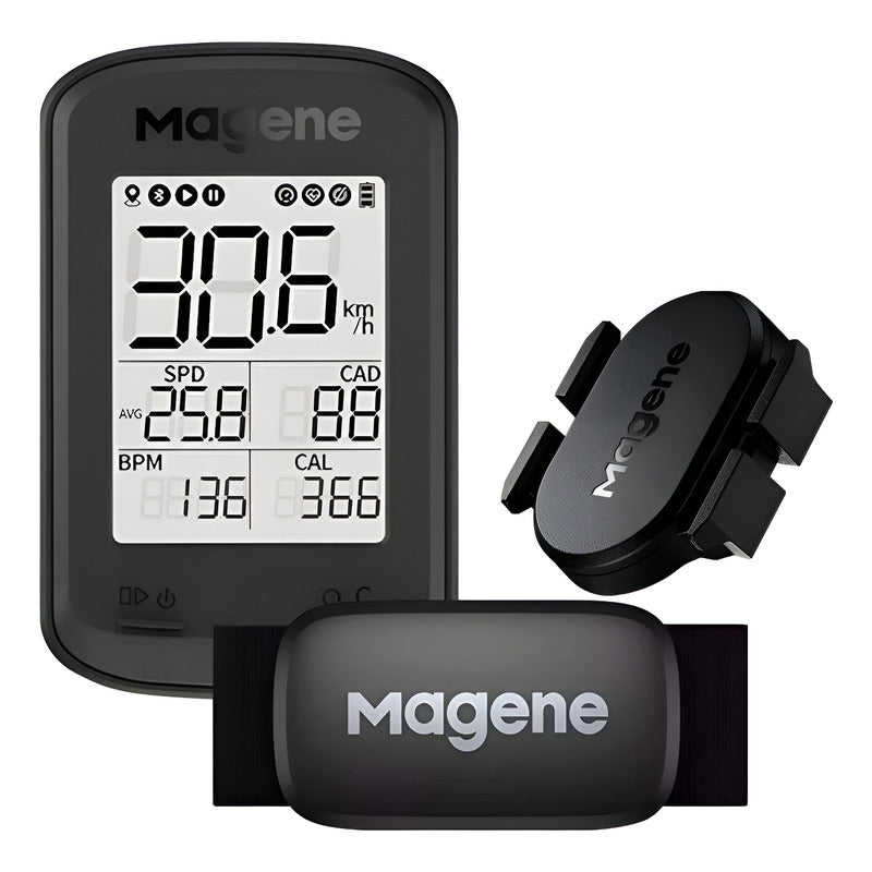 Ciclocomputador Gps Magene C206 Pro+ Sensor+ Banda Frecuenci Negro