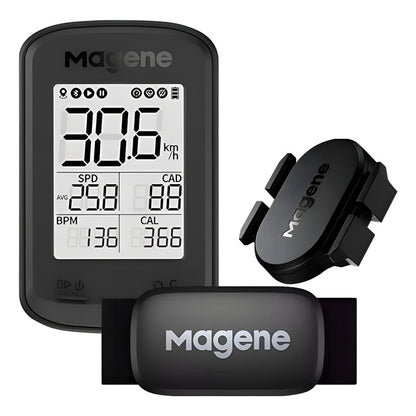 Ciclocomputador Gps Magene C206 Pro+ Sensor+ Banda Frecuenci Negro