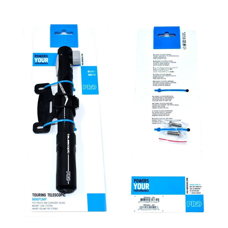 Bomba Inflador De Mano Telescópico Pro Alta Presión 120psi Negro