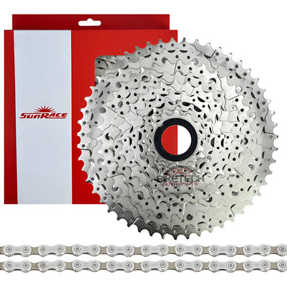 Combo 10v Pacha Sunrace 11-51 Cassette + Cadena Shimano Hg54 11 51 Gris
