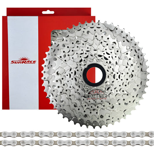 Combo 10v Pacha Sunrace 11-51 Cassette + Cadena Shimano Hg54 11 51 Gris