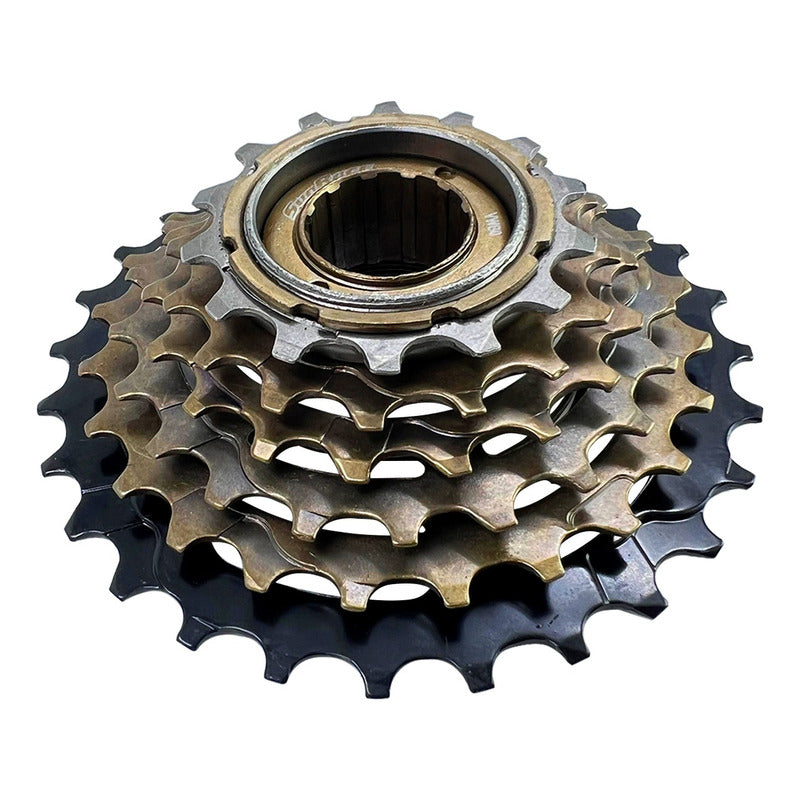 Pacha 6 Velocidades Sunrace M2a 14-28 + Cadena Sunrace M54 Marrón Oscuro 14 28