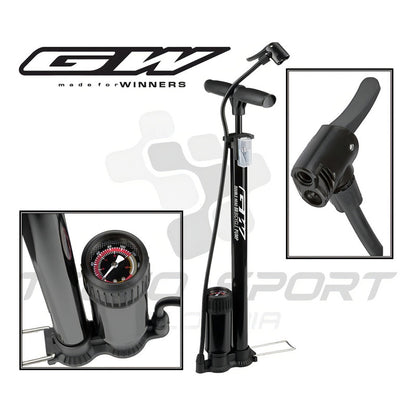 Inflador Bomba De Piso Gw Manómetro 160 Psi Doble Válvula Ruta Mtb