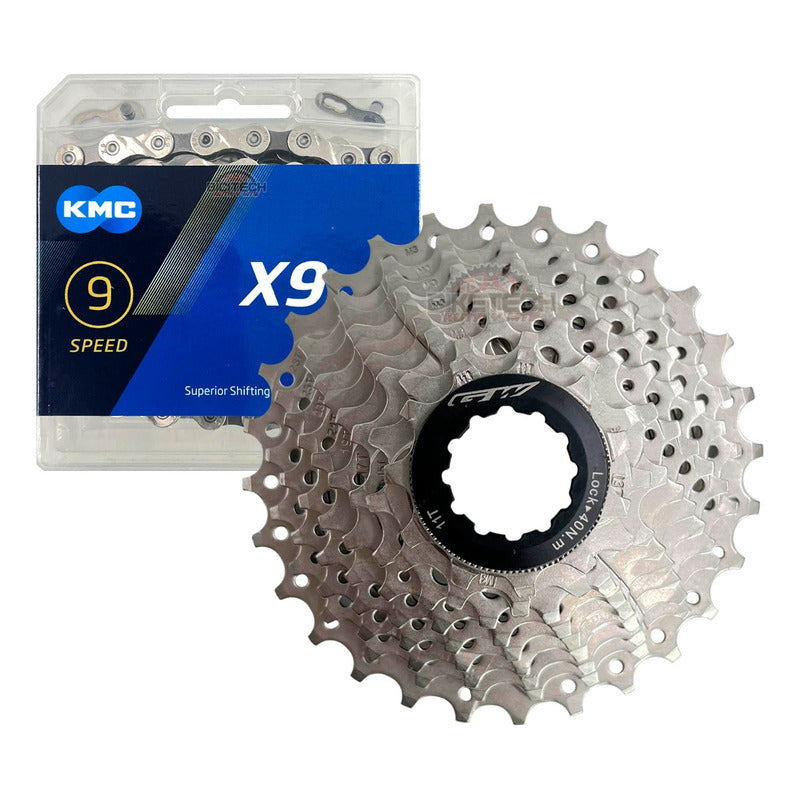 Pacha 9 Velocidades Gw 11-28 Ruta + Cadena Kmc X9 Gris