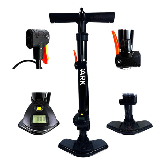 Inflador Bomba Spark Medidor Digital Compatible Toda Válvula Negro