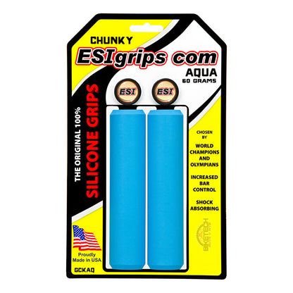 Mangos De Bicicleta Esi Grips Chunky Aqua Puños Mtb Celeste
