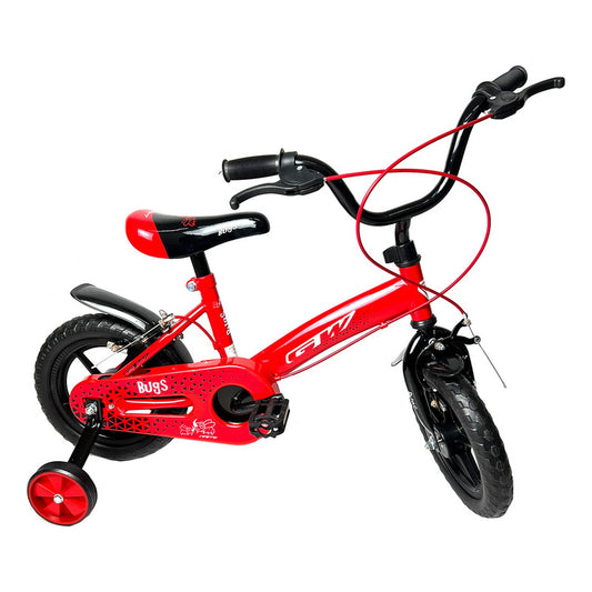 Bicicleta Niño Rin 12 Gw Bugs Rojo Doble Freno Con Auxiliar Rojo Rin 12