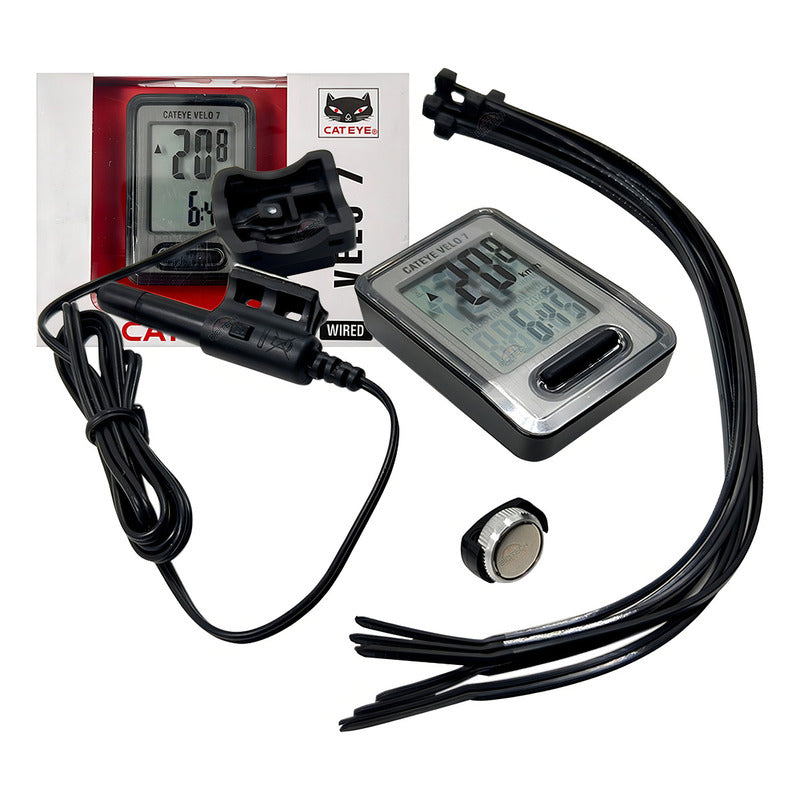 Ciclocomputador Cateye Velo 7 - Color Gris