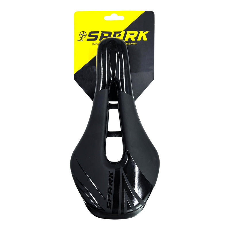 Sillín Antiprostatico Gel Spark Negro Para Bicicleta Mtb Y Ruta 142mm