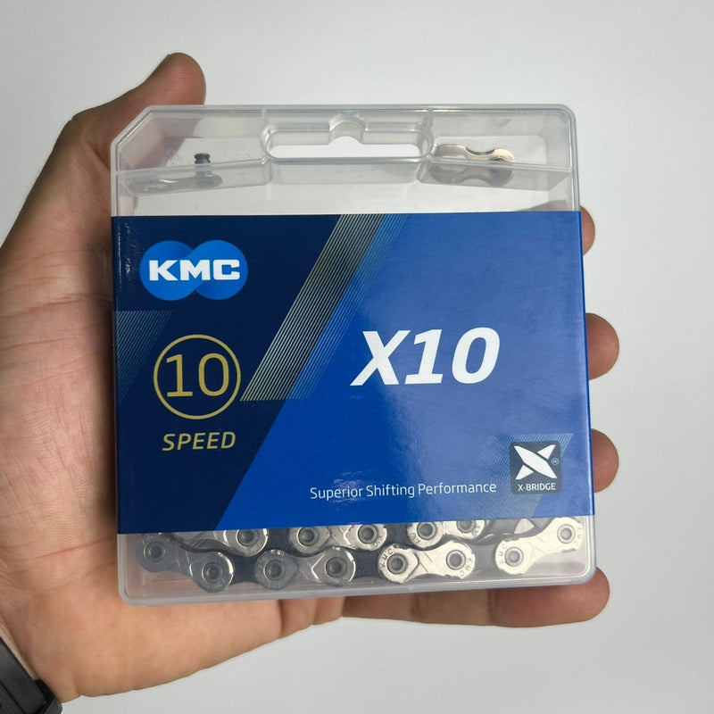 Cadenilla 10v Mtb Ruta Kmc X10 Cadena 10 Velocidades Plateado/negro