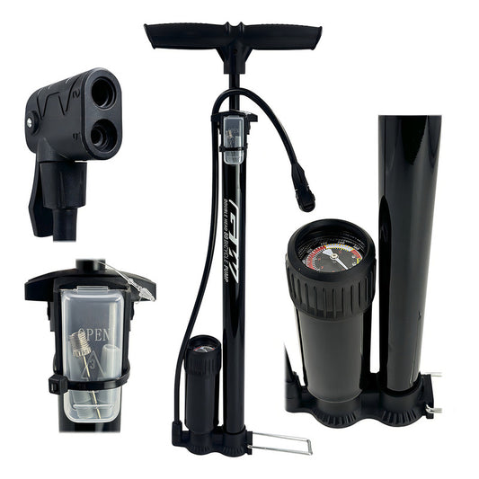 Inflador Bomba De Piso Gw Manómetro 160 Psi Doble Válvula Ruta Mtb