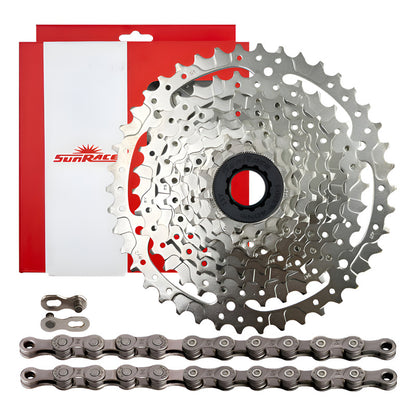 Pacha 9 Velocidades Sunrace M980 11-42 Mtb + Cadena Kmc Z9 Plateado 11 42