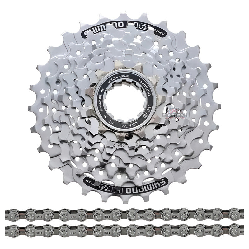 Combo 8 Vel. Shimano Pacha Hg51 11-32 + Cadena Hg40 Ruta/mtb Gris 11 32