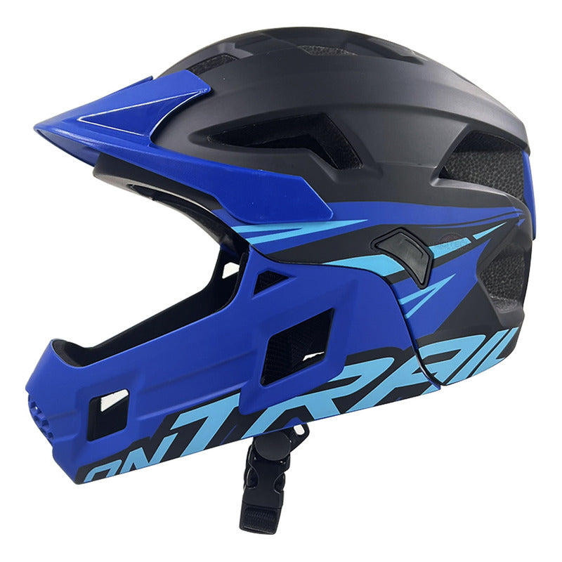 Casco Para Niños Ontrail Racer Negro Azul M Bicicross Negro/azul