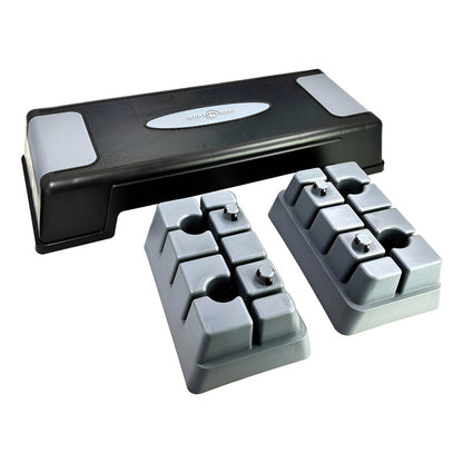 Banco Step Escalón Aeróbicos Sportfitness 3 Niveles Gimnasio Negro Con Gris