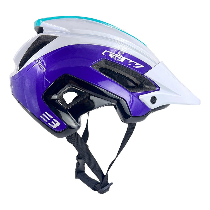 Casco Bicicleta Gw E3 Blanco Morado-verde Enduro Mtb - Violeta Oscuro - M