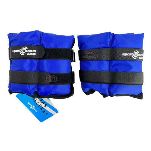 Kit 2 Pesas Tobilleras 2.25kg C/u Sportfitness Graduables Azul