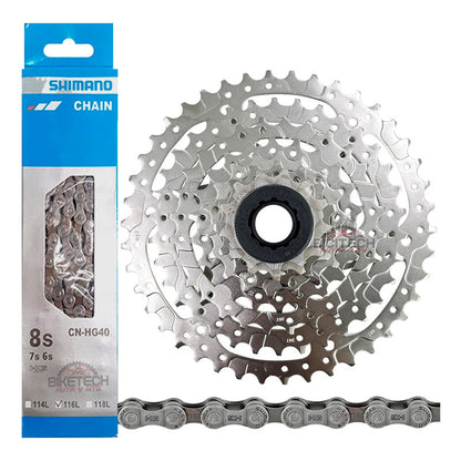 Combo 8 Vel. Pacha Sunrace M680. 11-42 + Cadena Shimano Hg40 - Plateado - 11 - 42