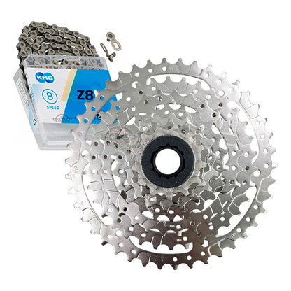 Pacha 8 Velocidades Sunrace M680. 11-42 Mtb+ Cadena Kmc Z8 - Plateado - 11 - 42