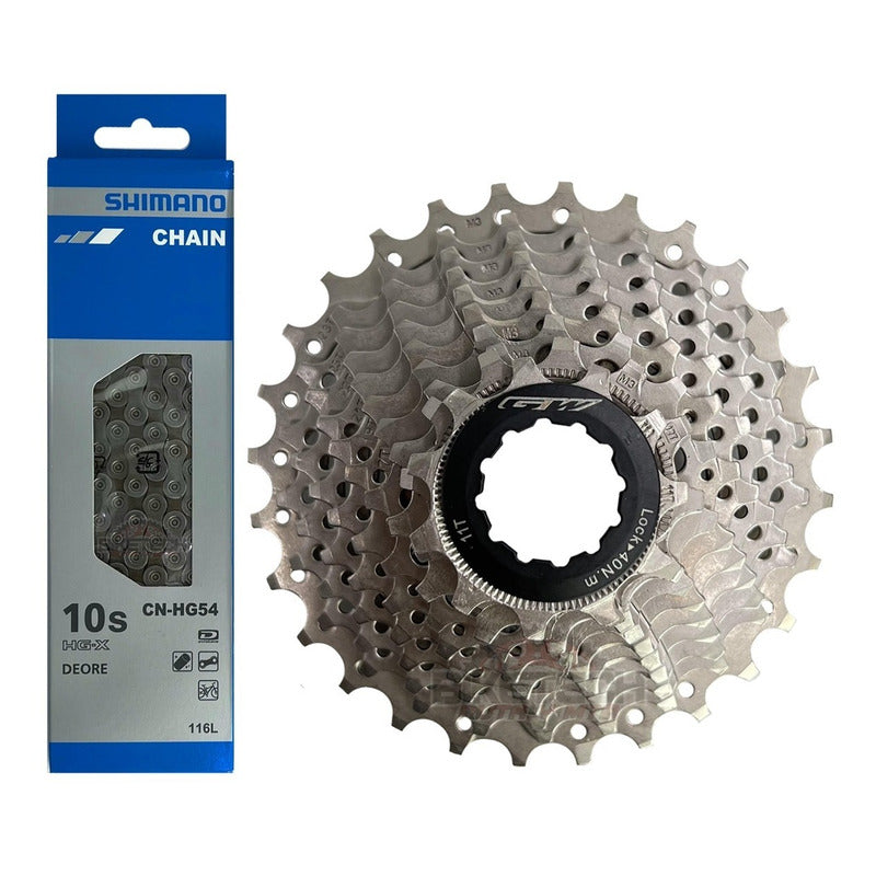 Kit 10v Cadena Shimano Hg54 + Pacha Gw 11-28 Cassette Ruta