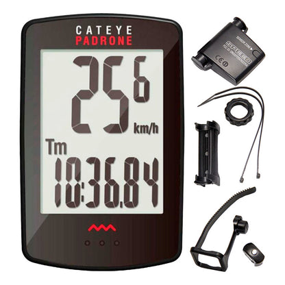 Ciclocomputador Bicicleta Cateye Padrone + Soporte Avanzado Negro