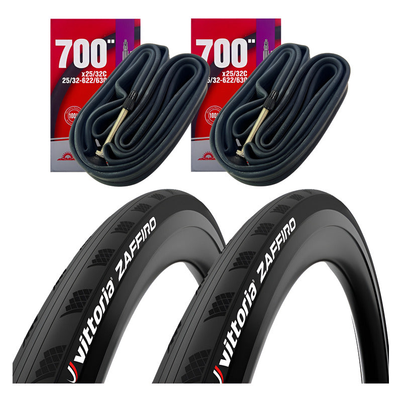 Kit Llantas Vittoria Zaffiro 700x25 + Neumáticos Ruta Negro