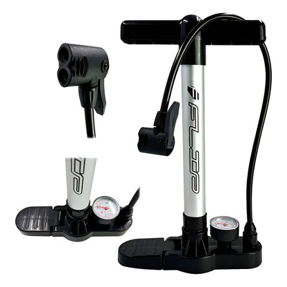 Inflador Bomba Moto Bicicleta Con Medidor 145 Psi Mtb Ruta Plateado