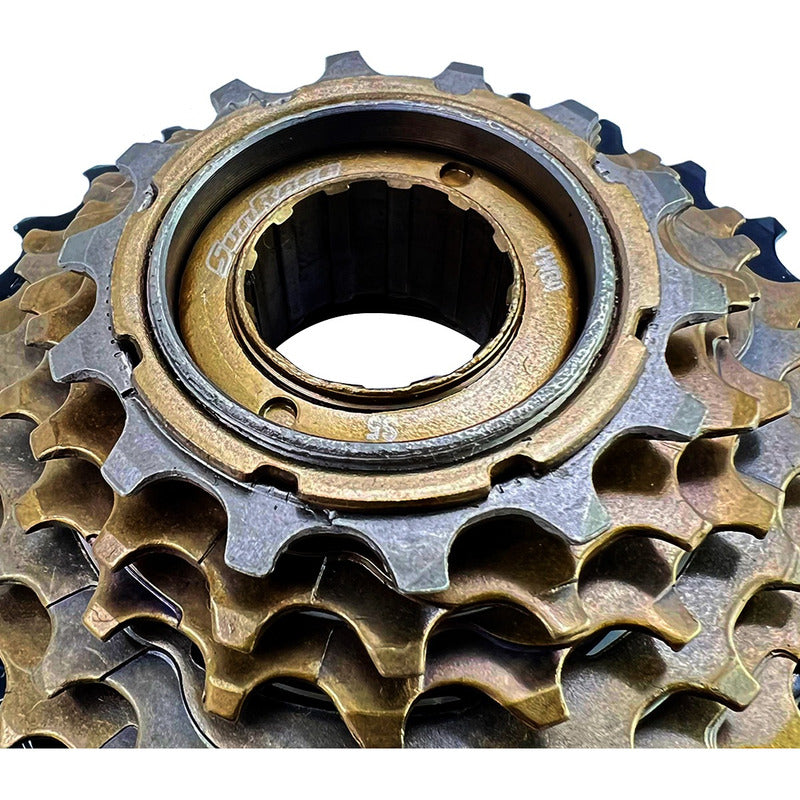 Pacha 6 Velocidades Sunrace M2a 14-28 + Cadena Kmc Z8  Marrón Oscuro