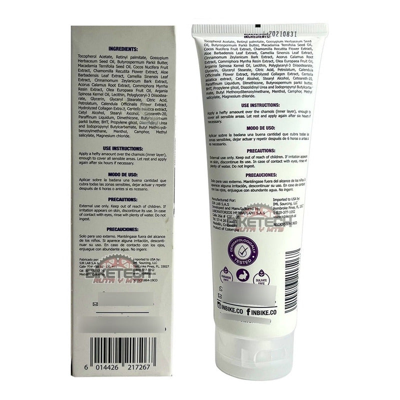 Crema Inbike Chamois 200m Mujer Para Badana Evita Quemaduras Violeta 200ml