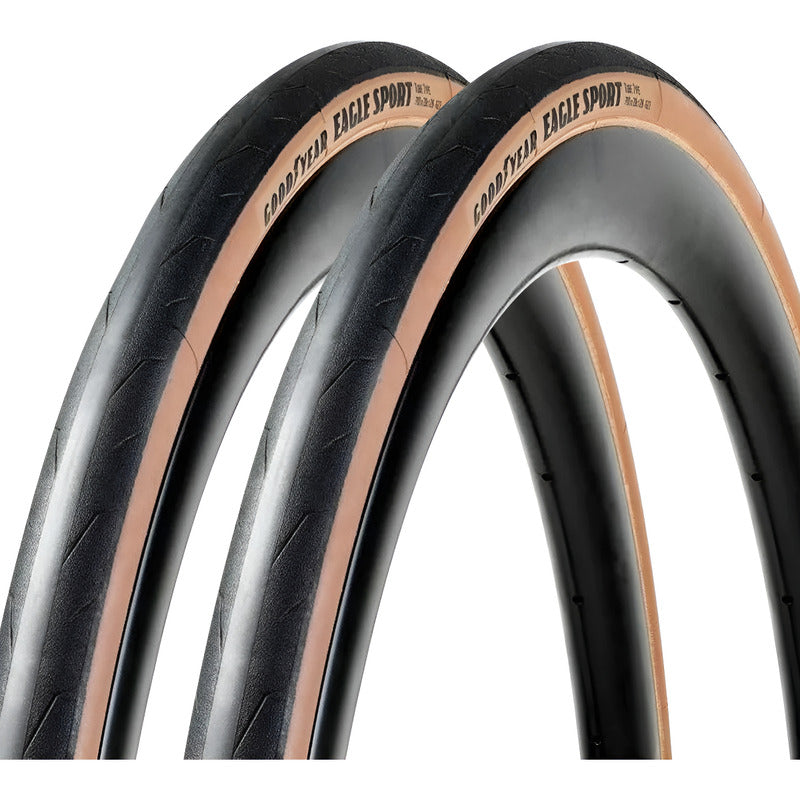 2 Llantas Plegab Cara Café Ruta Good Year Eagle Sport 700x25 Marrón