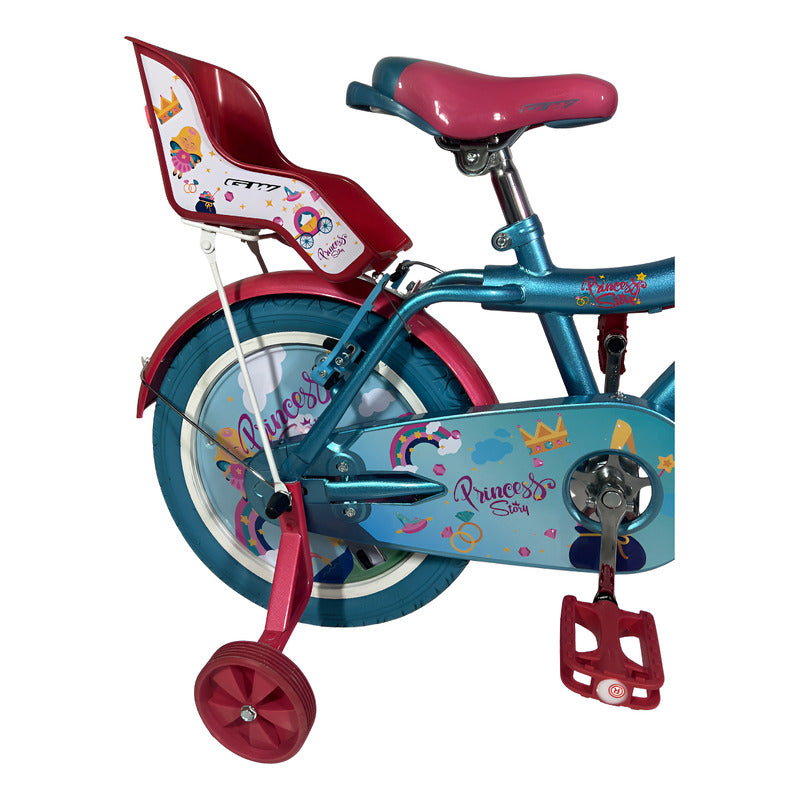 Bicicleta Niña Gw Princess Story R 16 Ruedas Apoyo 4-7 Años Turqueza/rosado 16
