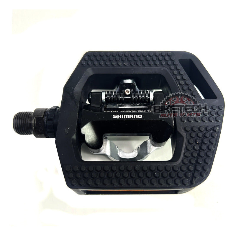 Pedales Doble Propósito Shimano T421 Clickr Con Calas Mtb Negro Nocturno