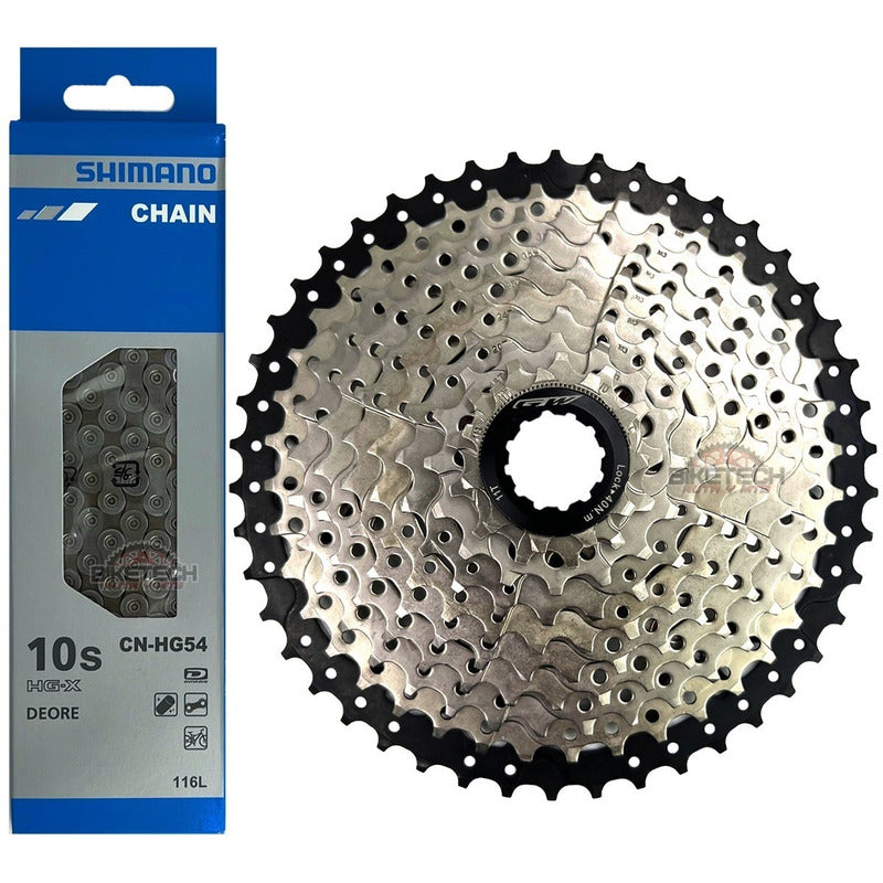 Pacha Mtb 10v Gw 11-46 + Cadena 10v Shimano 10 Velocidades Gris 11 46